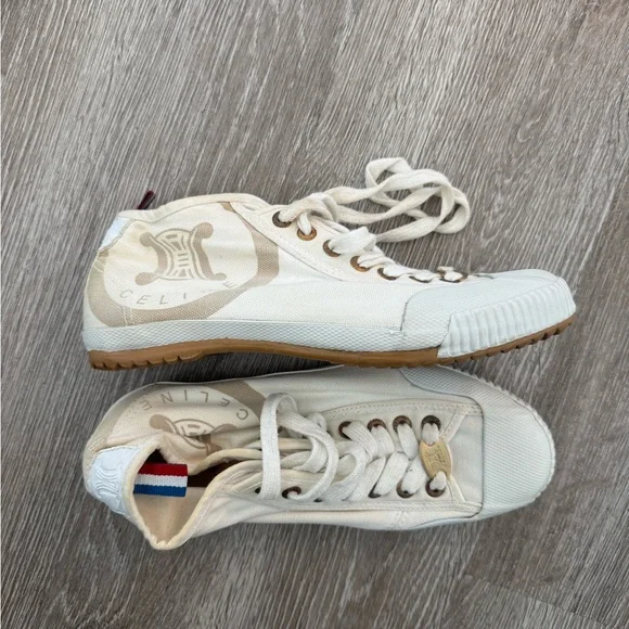 Celine x Feiyue EUC High Top Canvas Sneakers Rare Size 37 EU 7,5 US Vintage